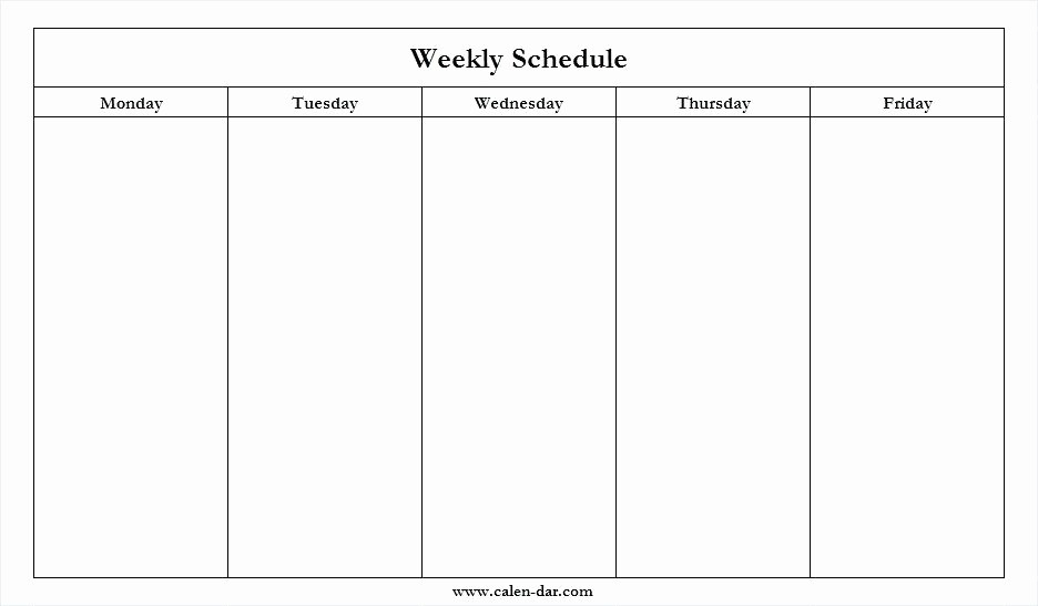 Blank Calender Monday Through Friday | Ten Free Printable