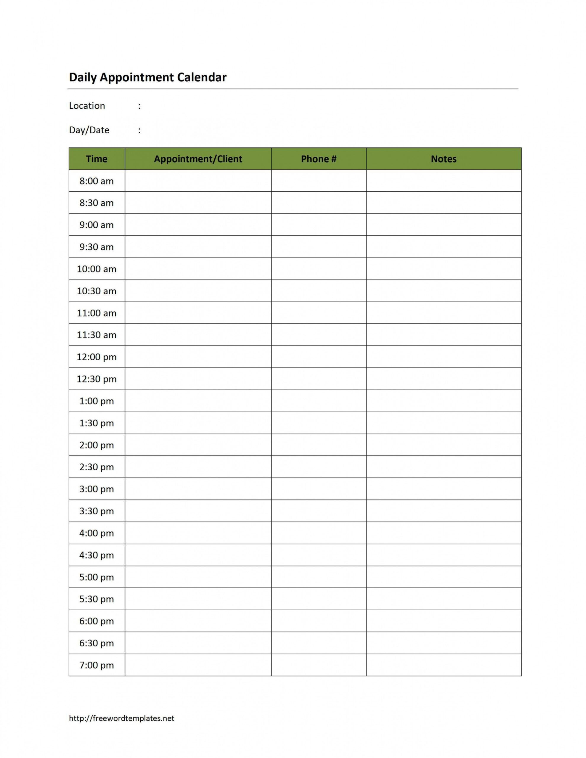 Blank Weekly Calendar 15 Minute Increments | Calendar