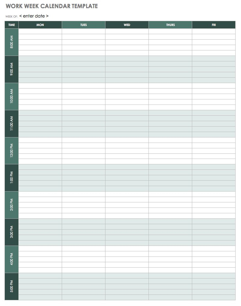 Blank Weekly Calendar 15 Minute Increments | Example Calendar Printable