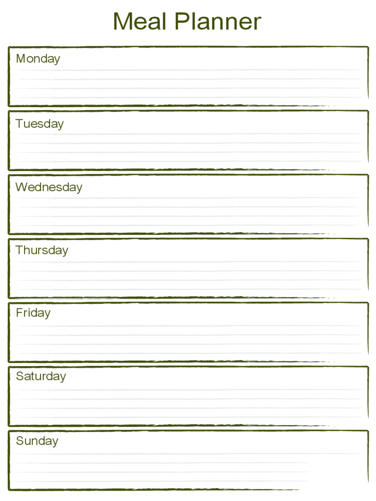 Blank Weekly Meal Planner Template - Edit, Fill, Sign