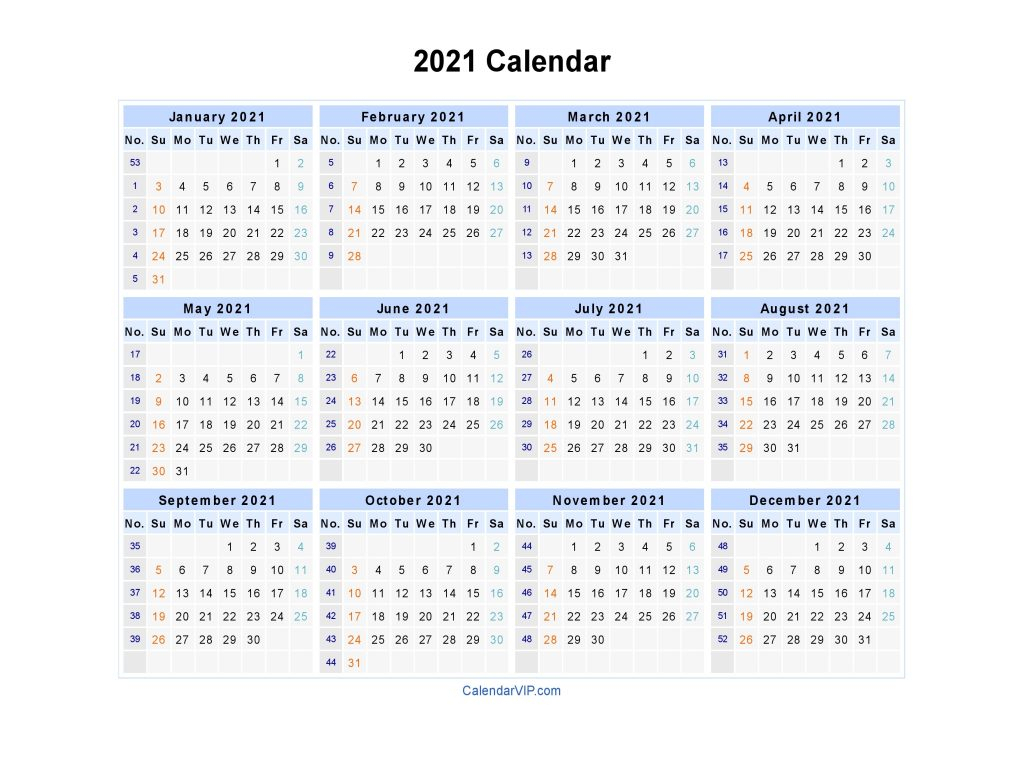 Calendar 2021 - Printable Week Calendar