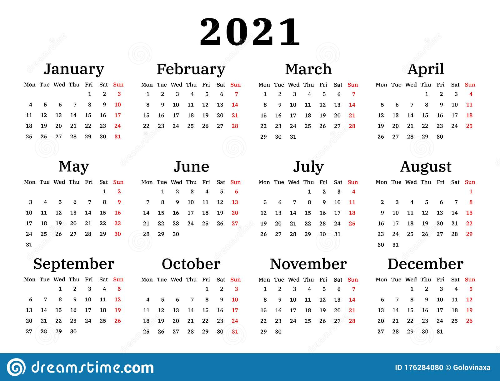 4 4 5 Calendar 2021