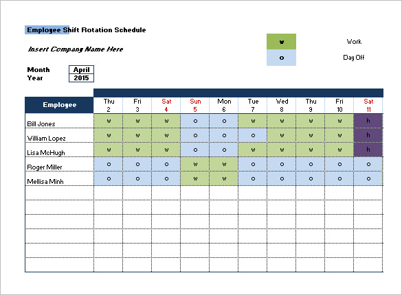 Call Rotation Schedule Template - Printable Schedule Template