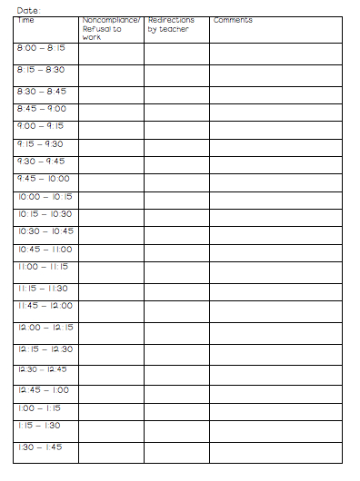 Daily Schedule 15 Minute Increments - Calendar June