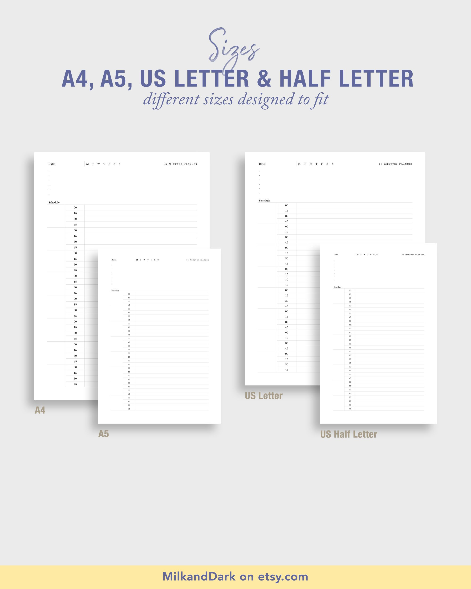 Daily Schedule Planner Printable, 15 Minutes Tracker, To