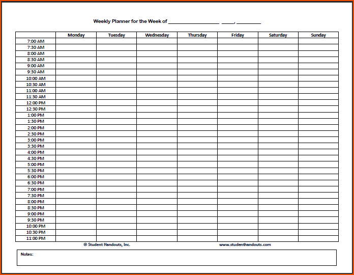 Daily Schedule Template Word