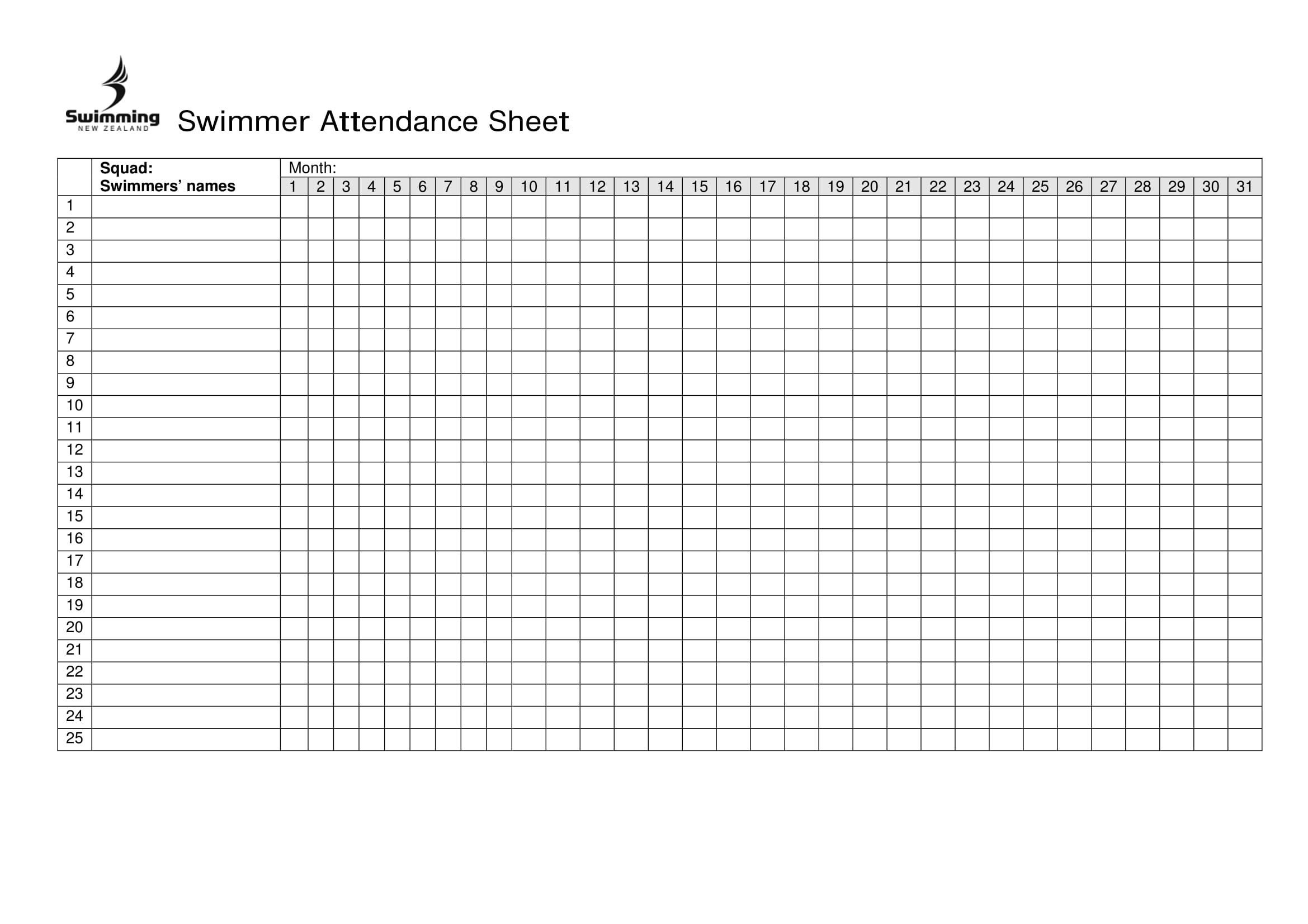 Day Care Attendance Sheet Template | Calendar Template