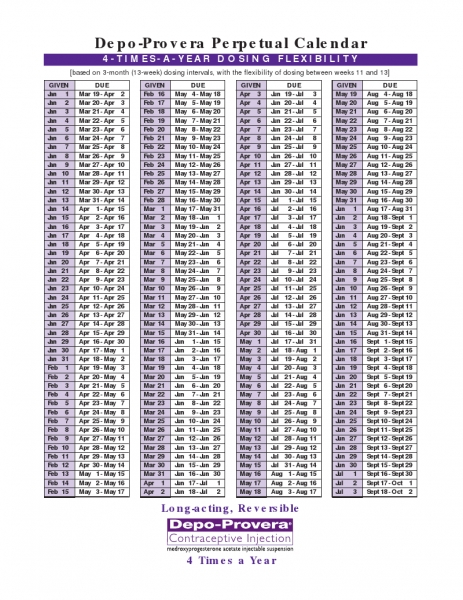 Depo Provera 12 Week Schedule | Printable Calendar