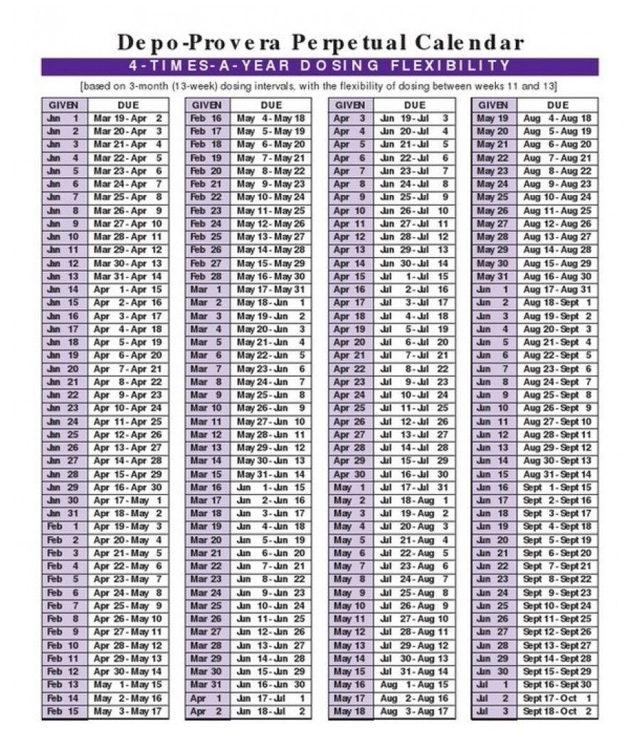 Depo Provera Callendar - Template Calendar Design