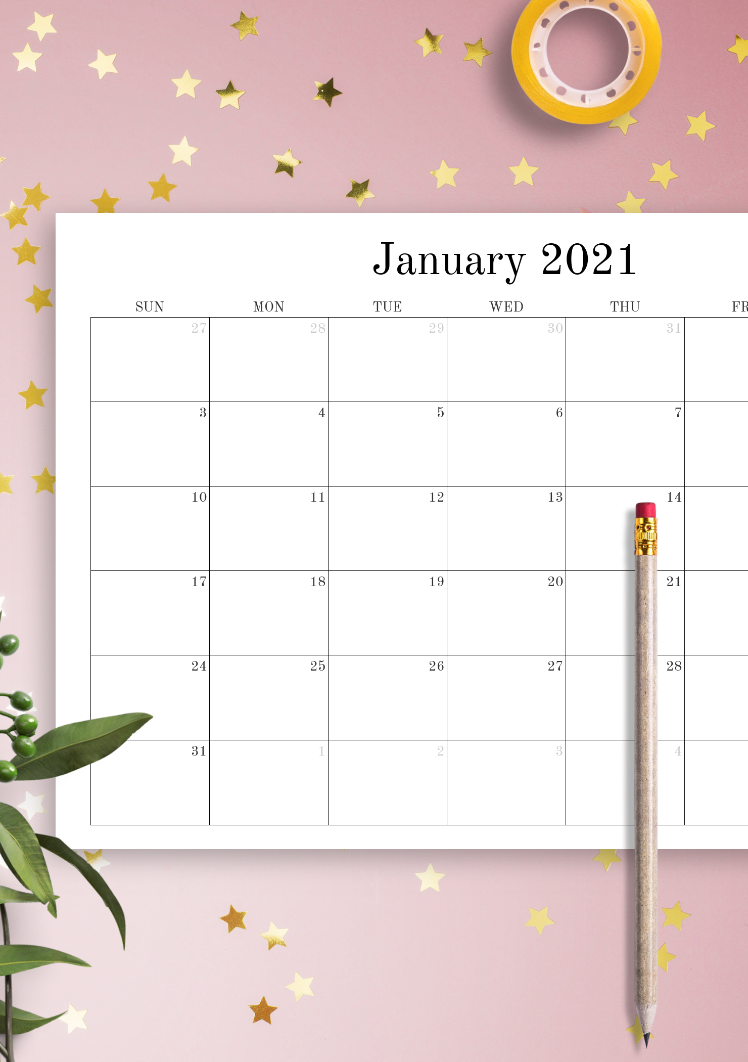 blank monthly calendar to print - free printable large grid calendar