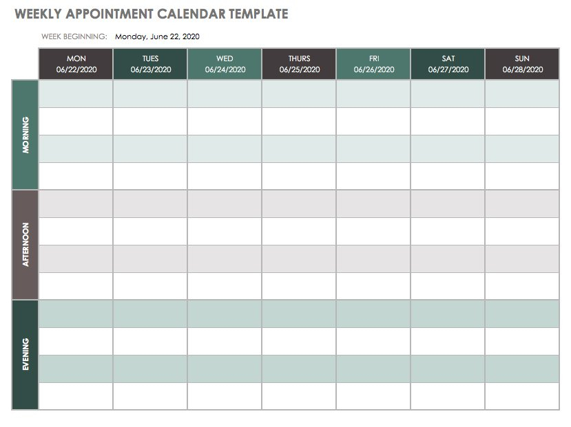 Employee Monday To Sunday Schedule :-Free Calendar Template