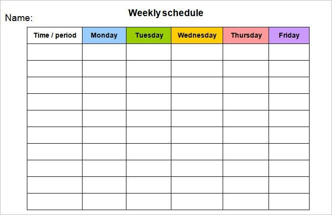 printable work schedule template starting with sunday