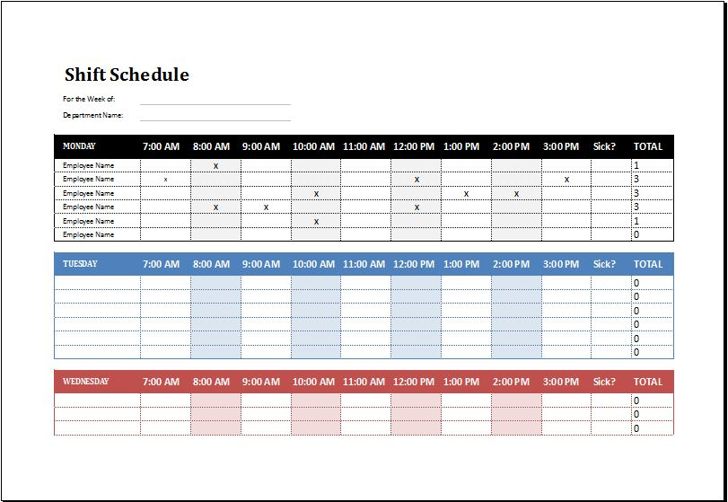 Employee Shift Schedule Template Ms Excel | Excel Templates