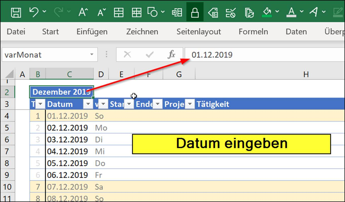 Excel: Timesheet Calendar As Download Template @ Codedocu