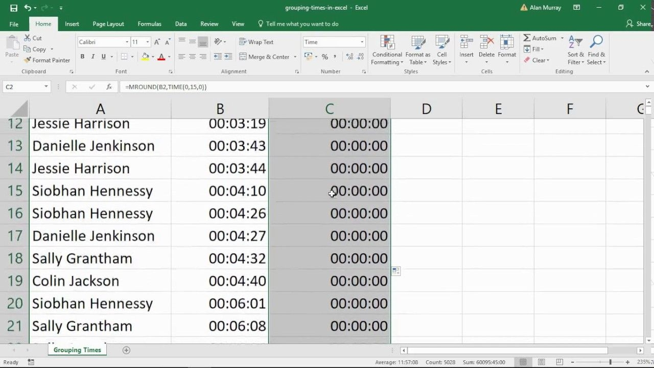 Fifteen Minute Increments - Example Calendar Printable