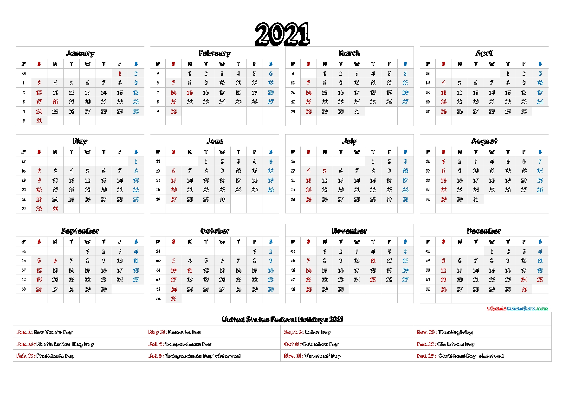 Fill In Calendar 2021 | Calendar Template Printable