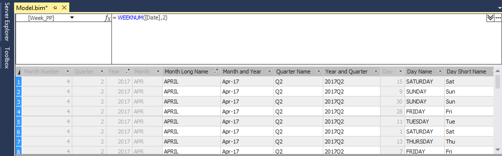 Fiscal Year Week Number With Week Starting On Monday In Dax