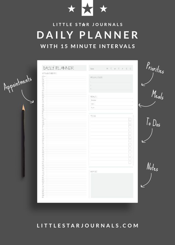 Free 15 Minute Daily Planner Printable - Little Star