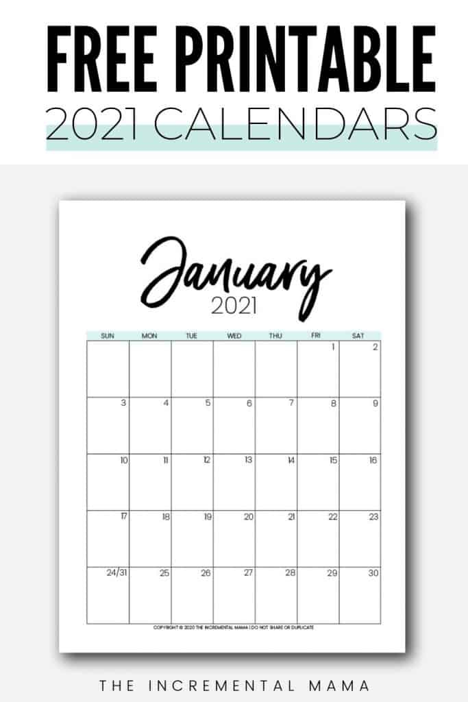 Free Print 2021 Calendars Without Downloading 5224