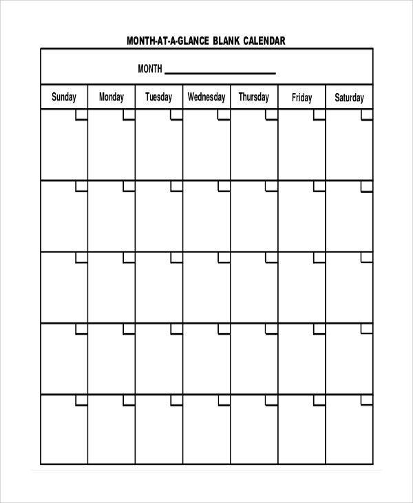 Free 6+ Sample Blank Printable Calendar Templates In Ms