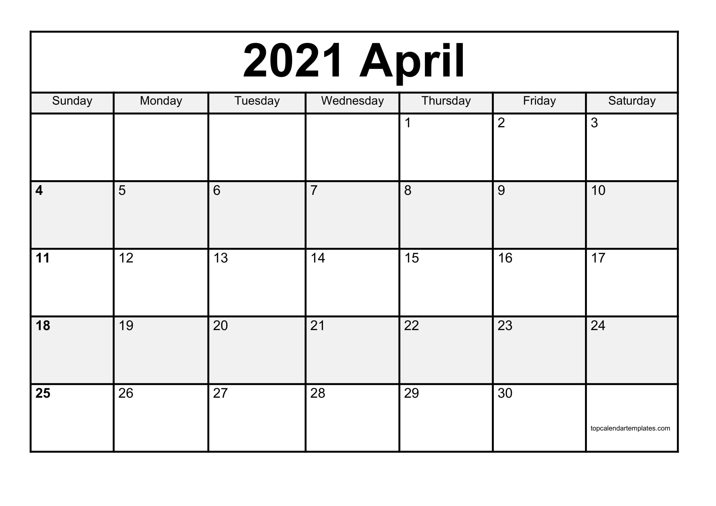 Free April 2021 Printable Calendar In Editable Format