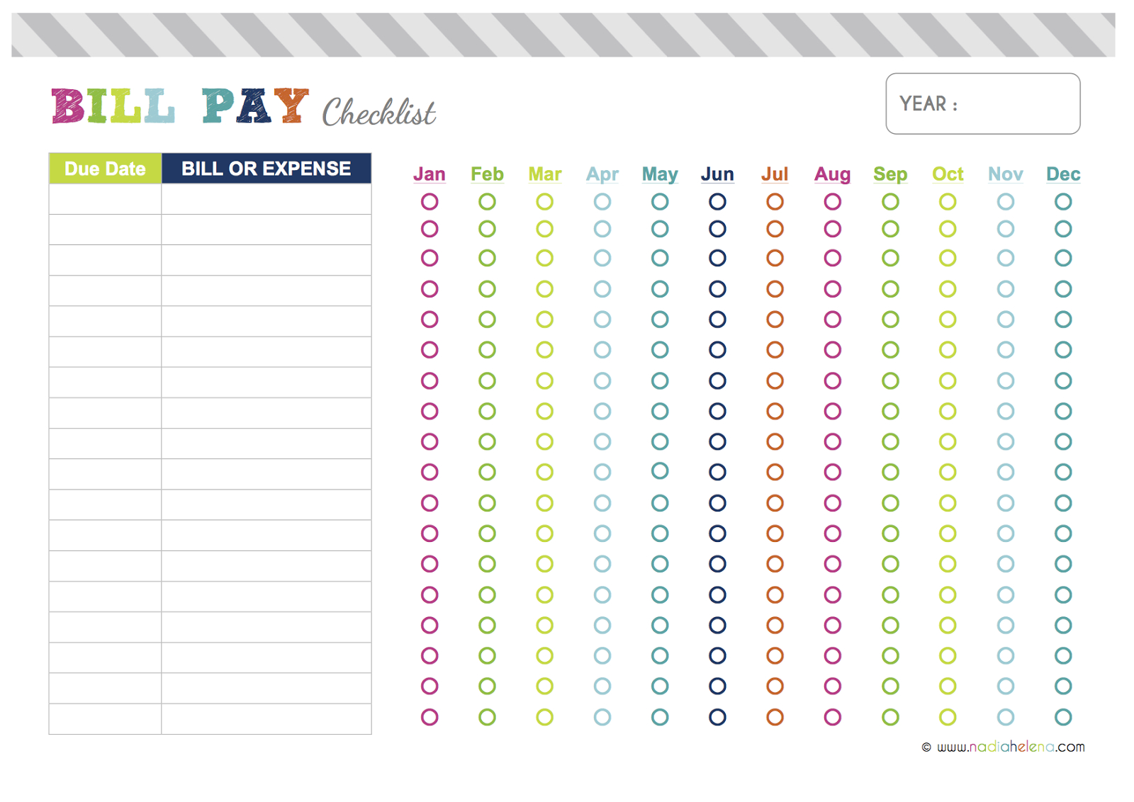 Free Bill Payment Checklist Printable - Google Search