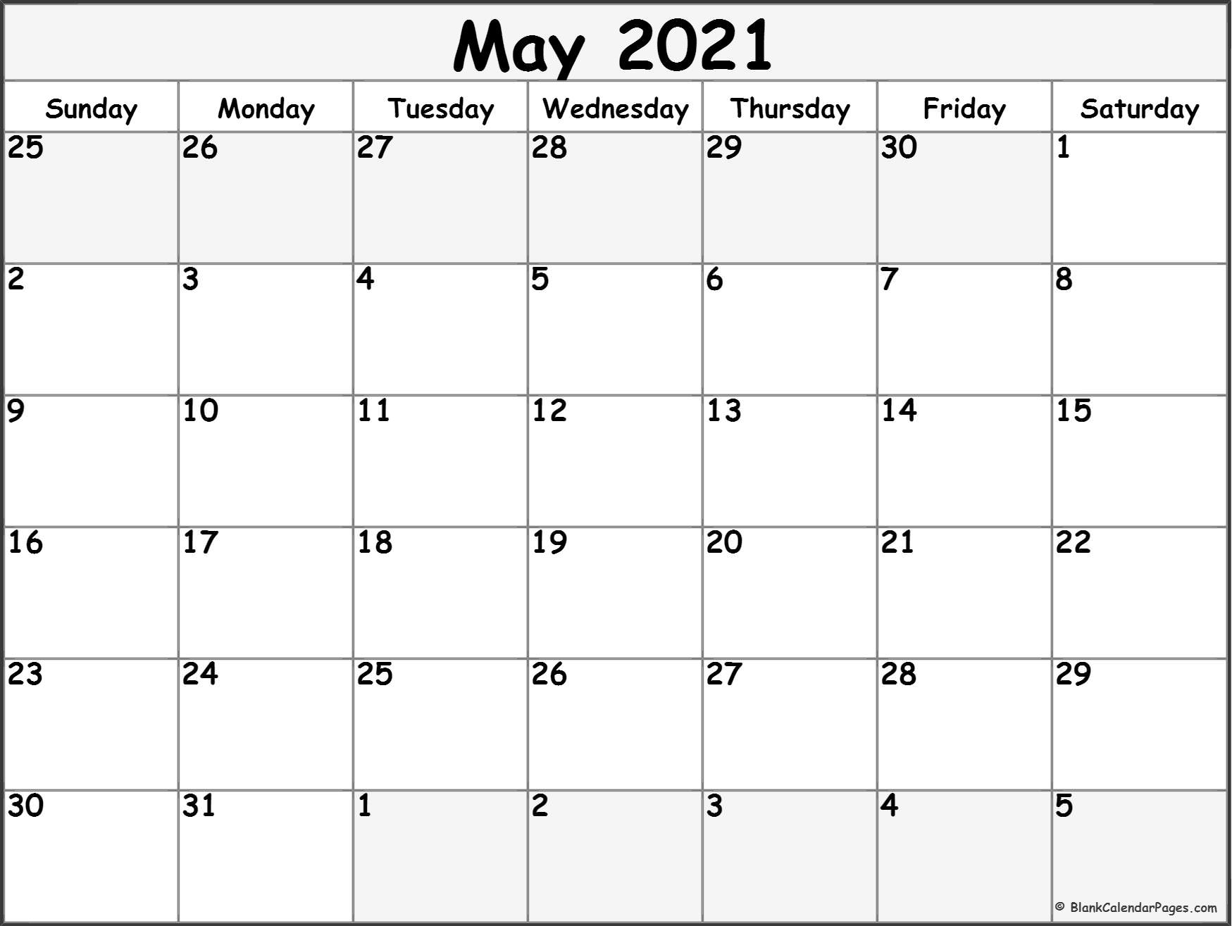 Free Blank Printable Monthly Calendar 2021 | Calendar