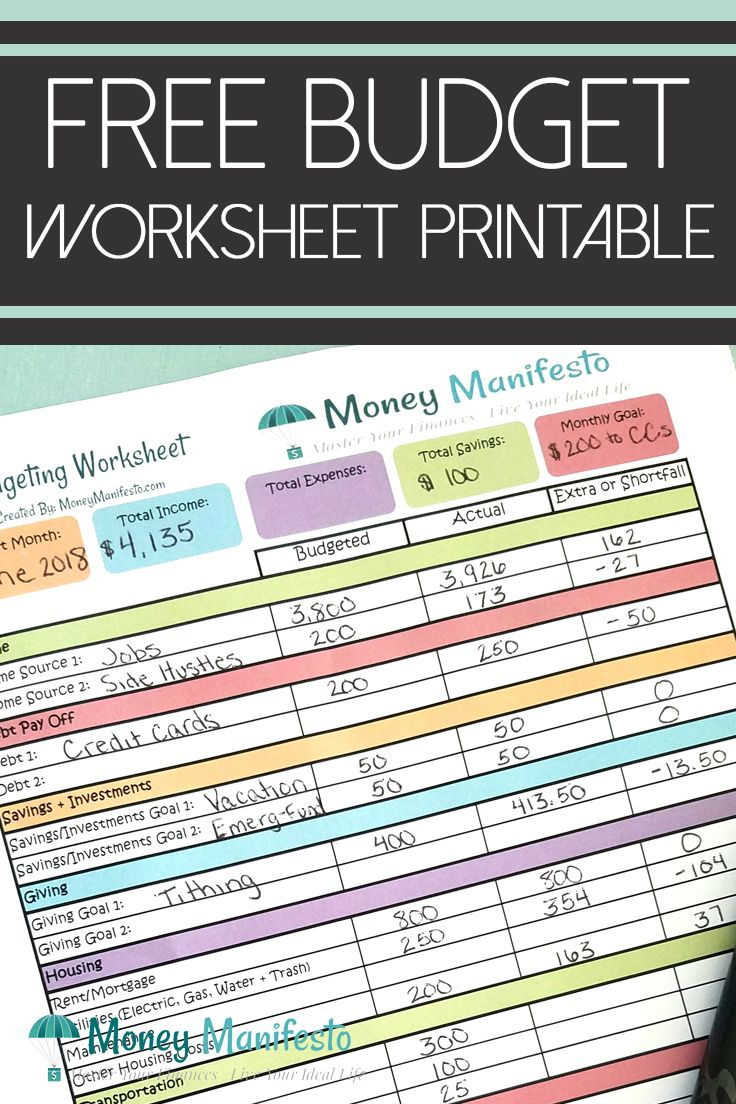 Free Budgeting Worksheet Printable - Learn To Budget Today