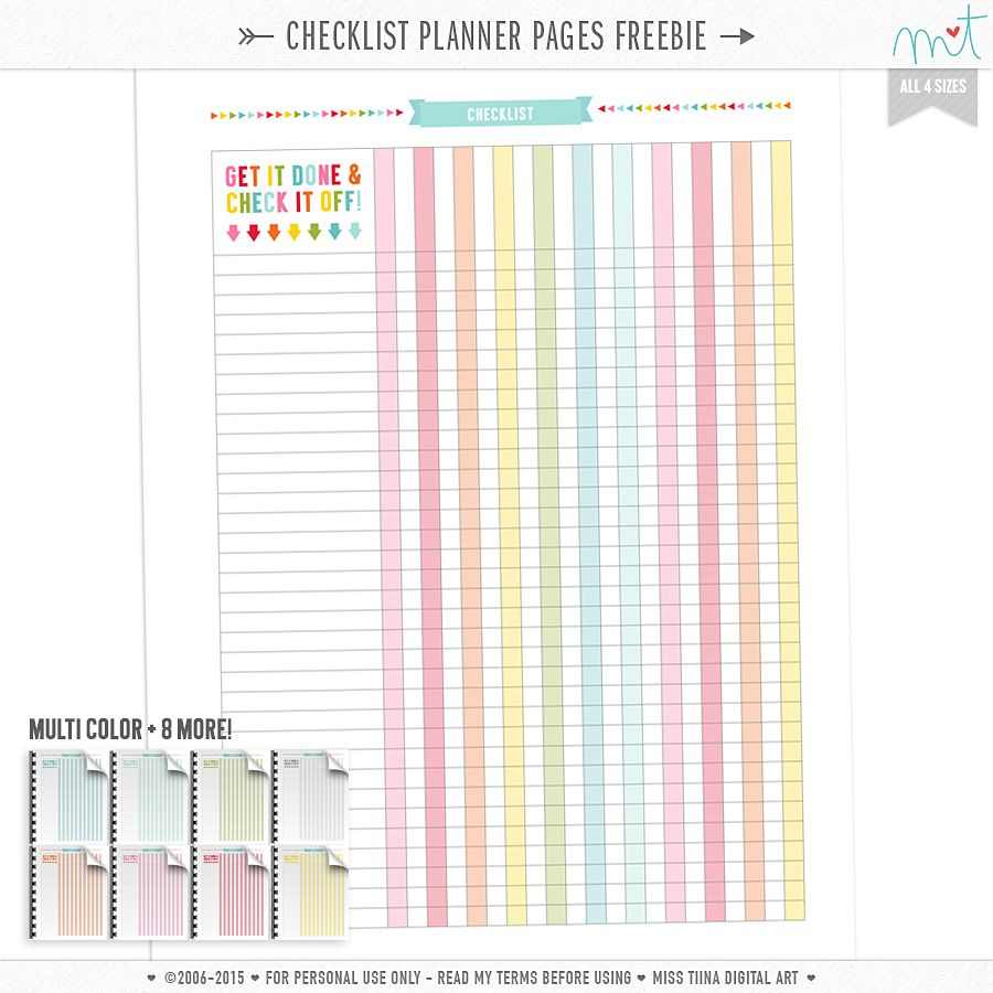 Free Checklists Planner Page Printables | Planner Pages