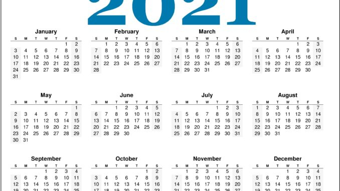 Free Monthly 2021 Printable Calendar Template