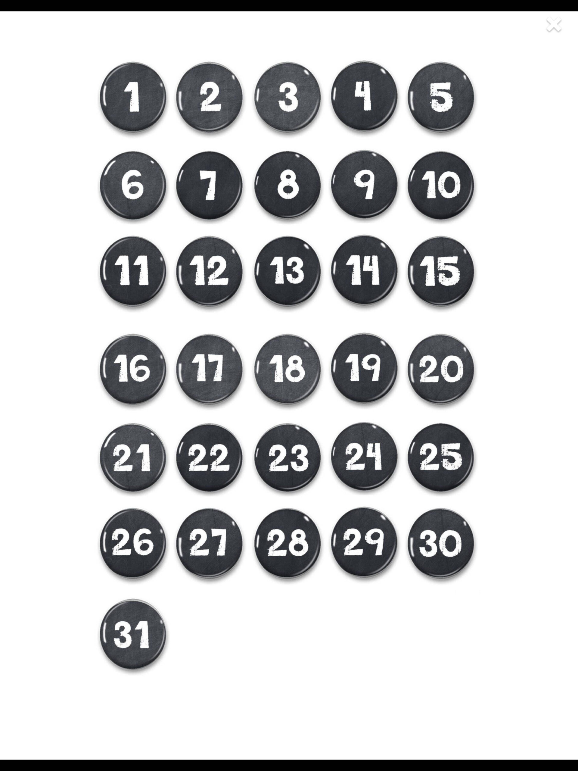 free printable calendar numbers 1 31 calendar