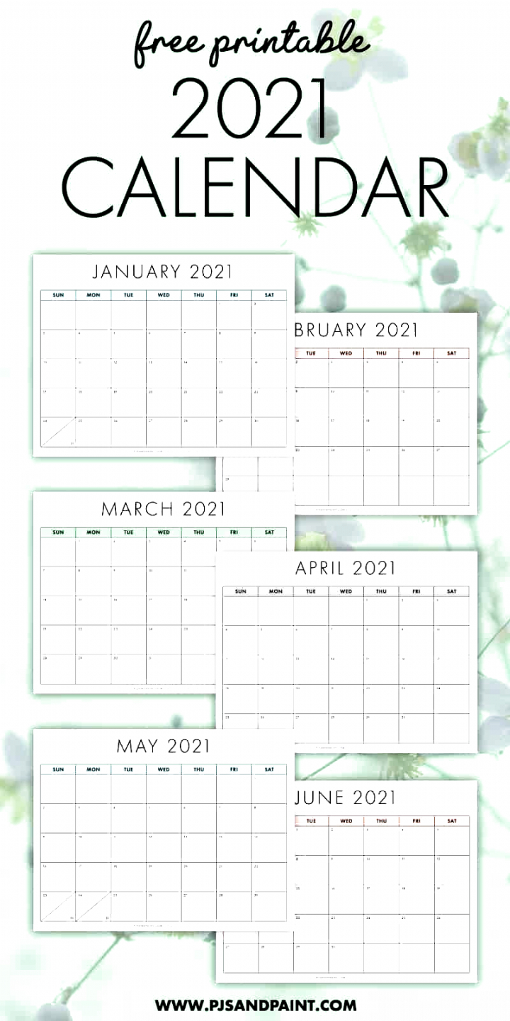 Free Printable 2021 Calendar - Sunday Start #Calendars