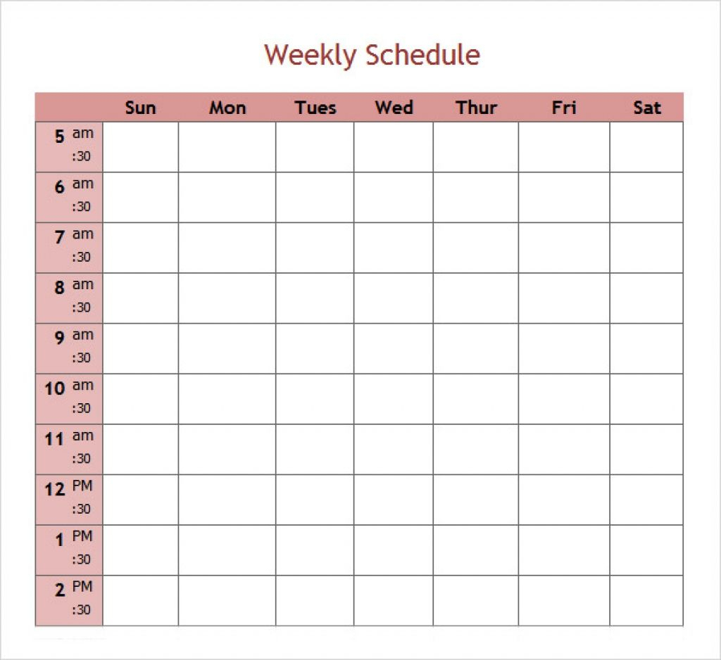 7 Day A Week Printable Fillable Calendar