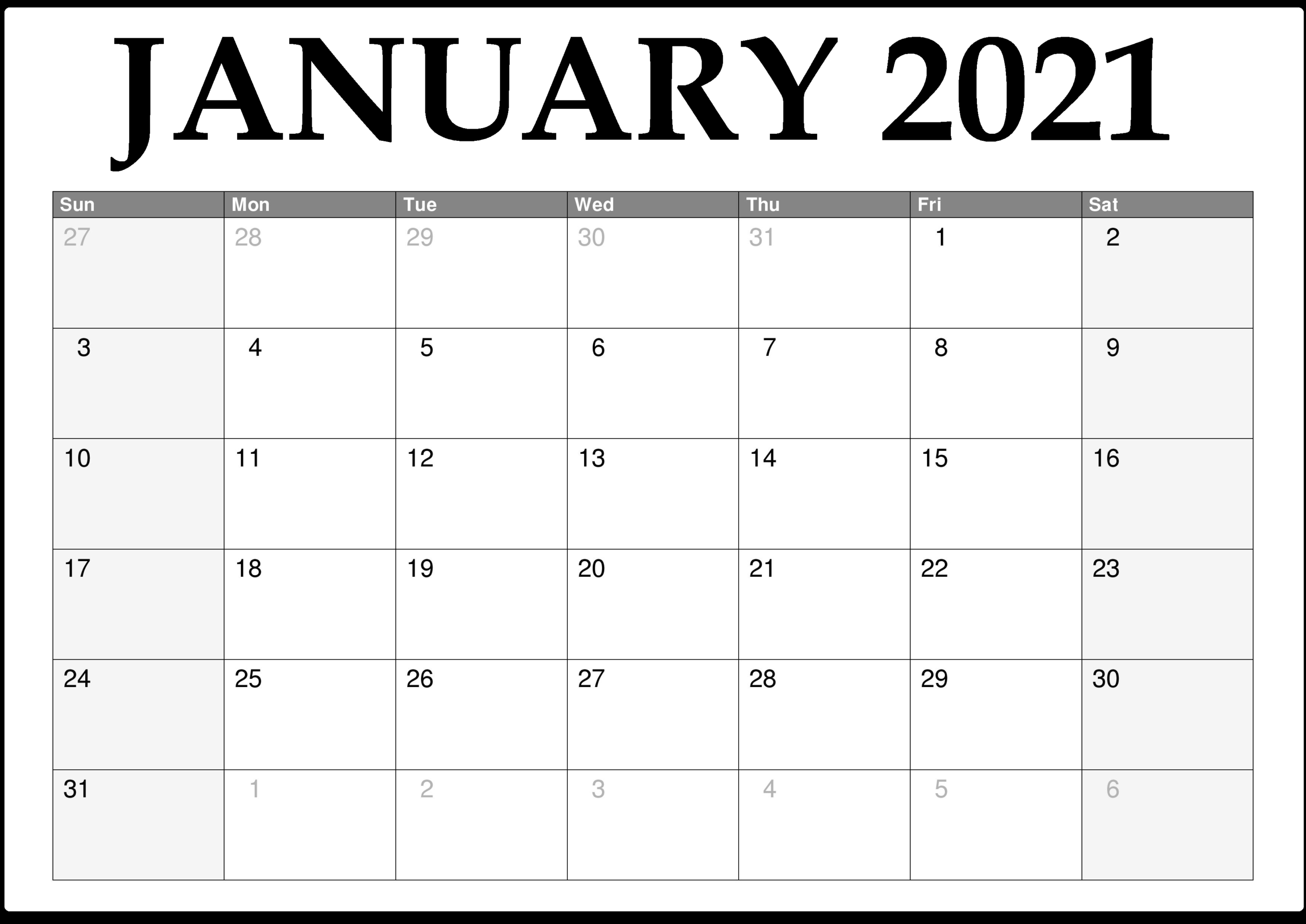 Free Printable January 2021 Calendar With Holidays - Free Printable Blank Holidays Calendar