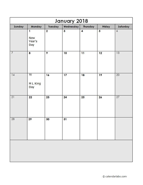 Free Printable Large Block Monthly Calendar Photo