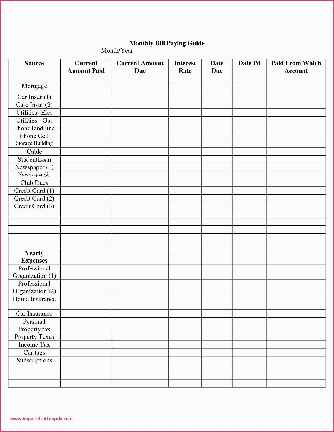 Free Printable Monthly Bill Chart | Calendar Template