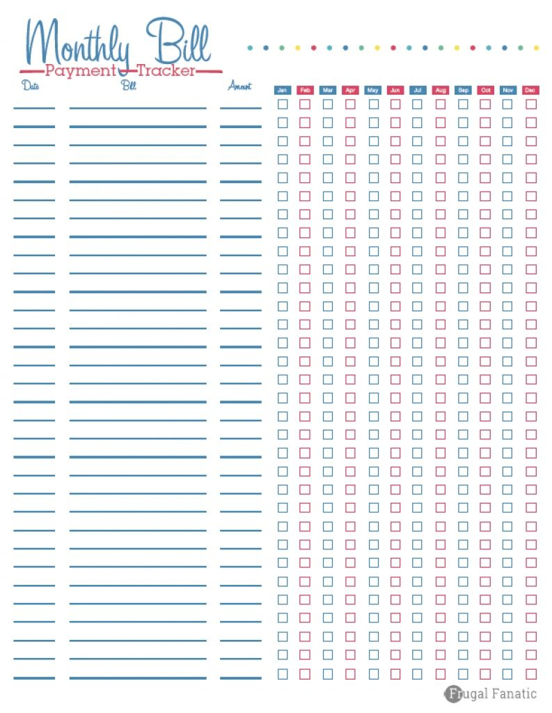 Free Printable Monthly Bill Payment Schedule Di 2020