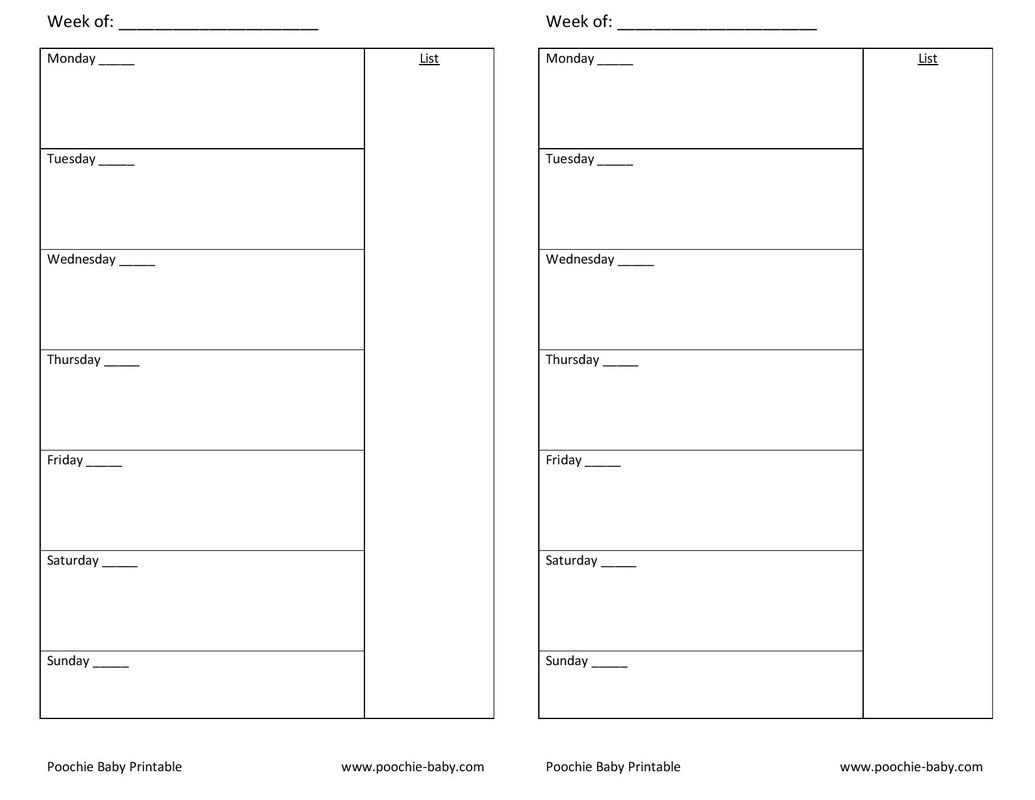 Free Printable Planner Page: A5 Week On One Page Undated