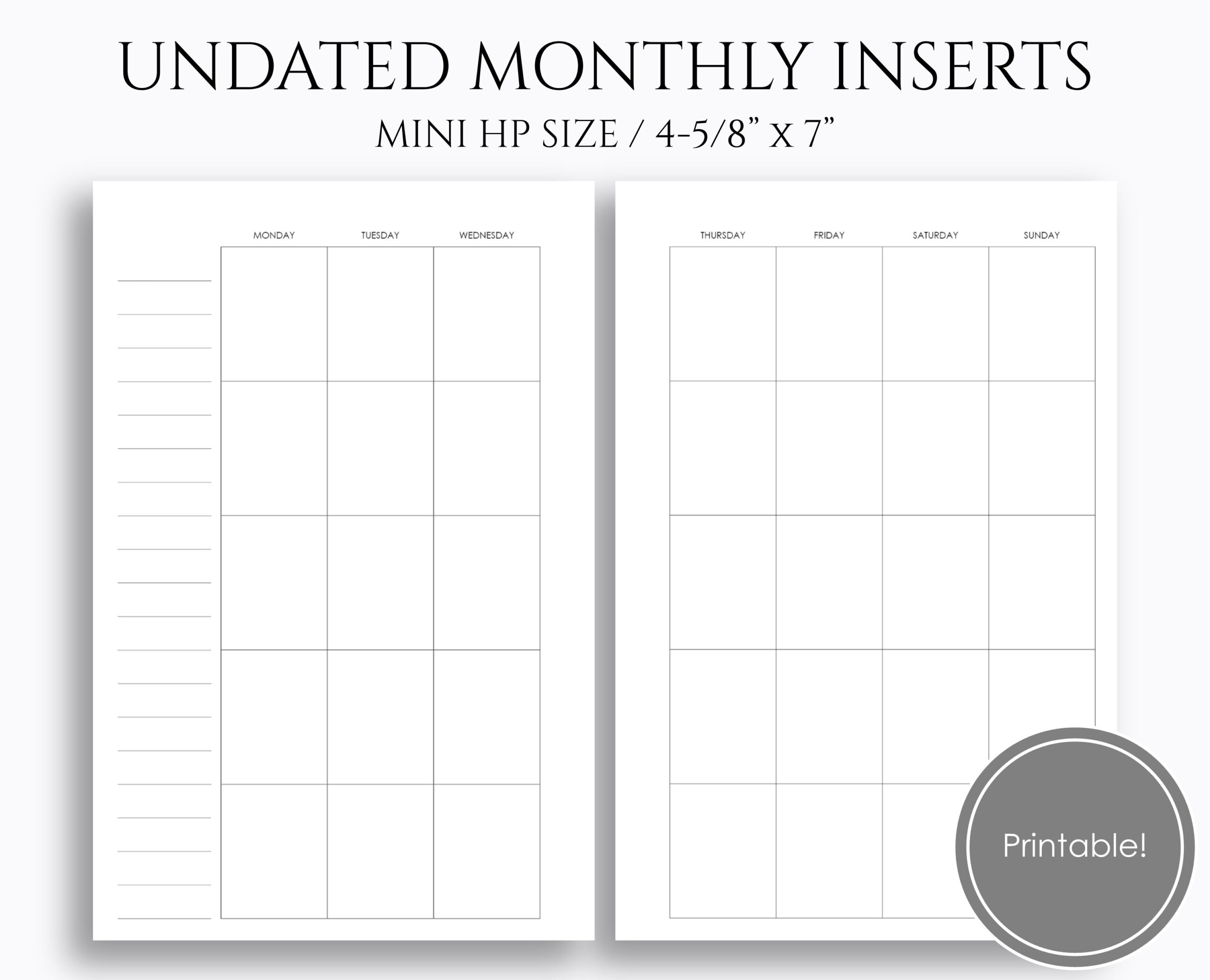 Free Printable Undated Calendar | Calendar Printables Free