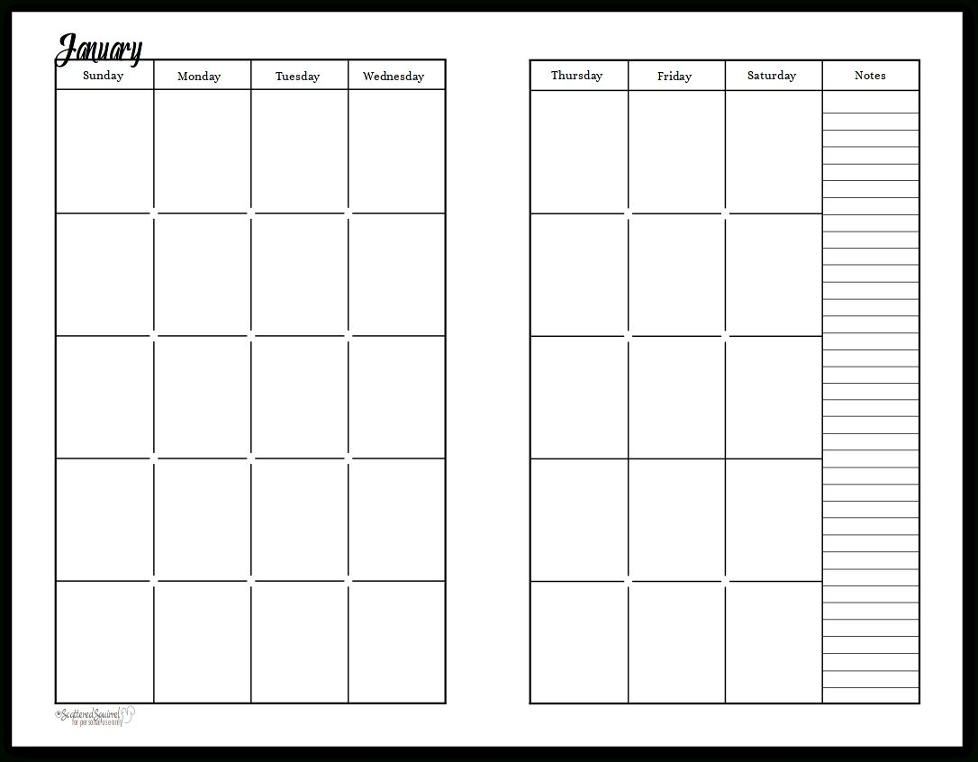 Undated Printable Calendar