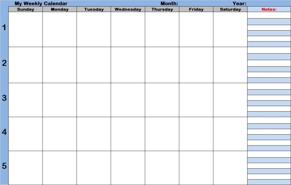 Free Printable Weekly Calendar With Time Slots In 2020