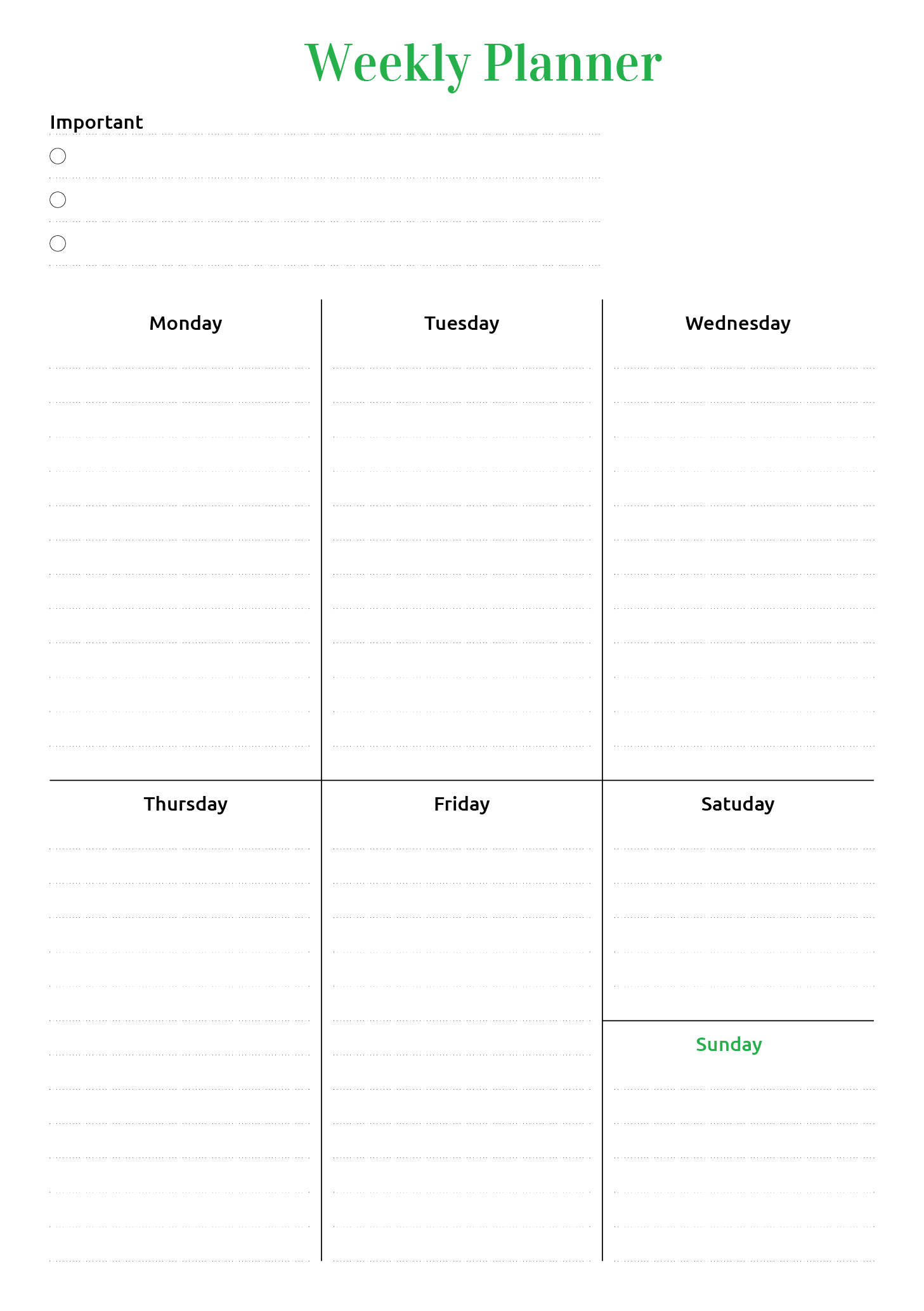 Free Printable Weekly Planner Sample Template In Pdf