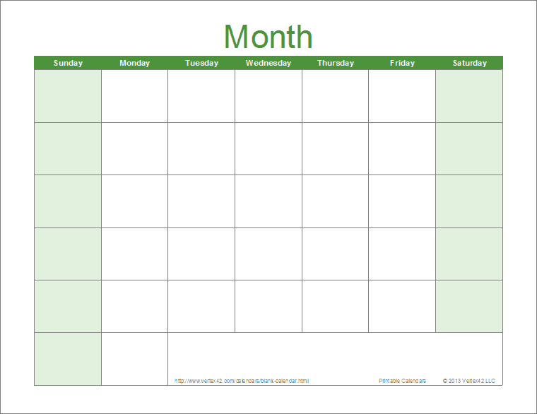 Full Page Blank Calendar Template | Blank Calendar