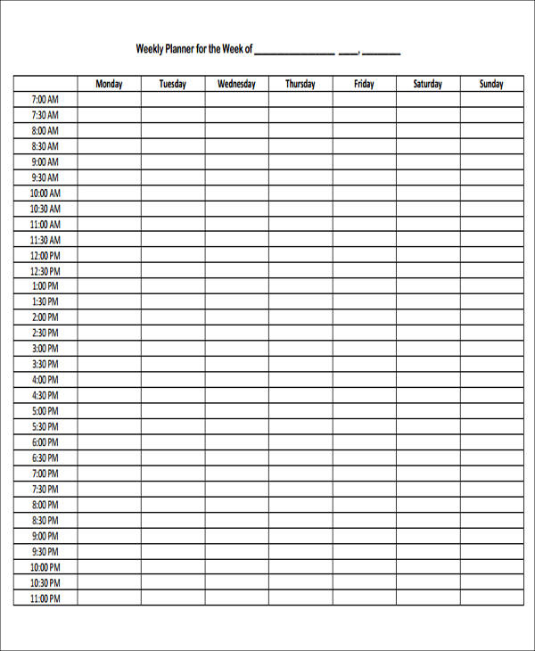 Hourly Planner Template | Template Business