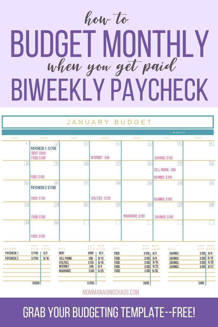 How To Budget Monthly Bills With Biweekly Paychecks