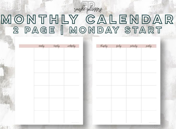 Image Result For Monthly 2 Page Monday Starting Calendar