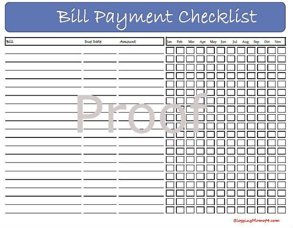 Items Similar To Bill Payment Checklist Pdf Printable On Etsy