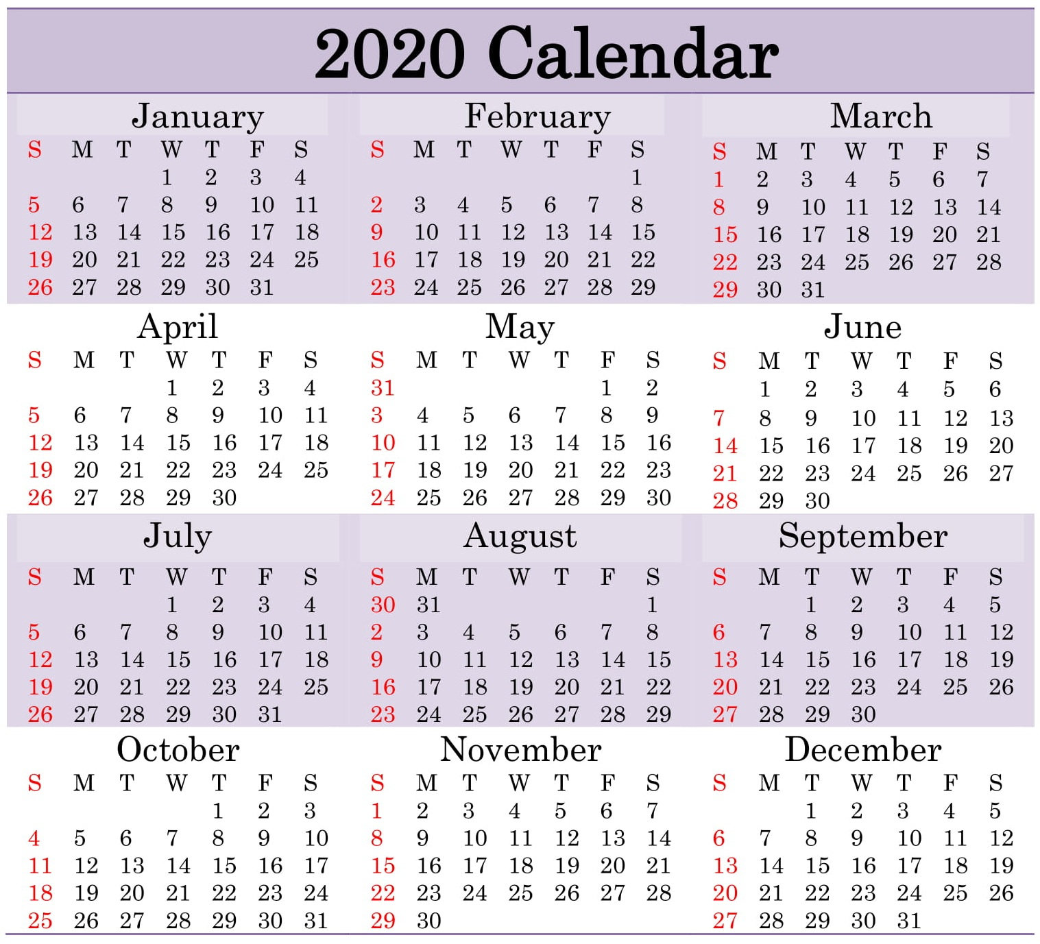 Julian Calendar 2020 Excel | Free Printable Calendar