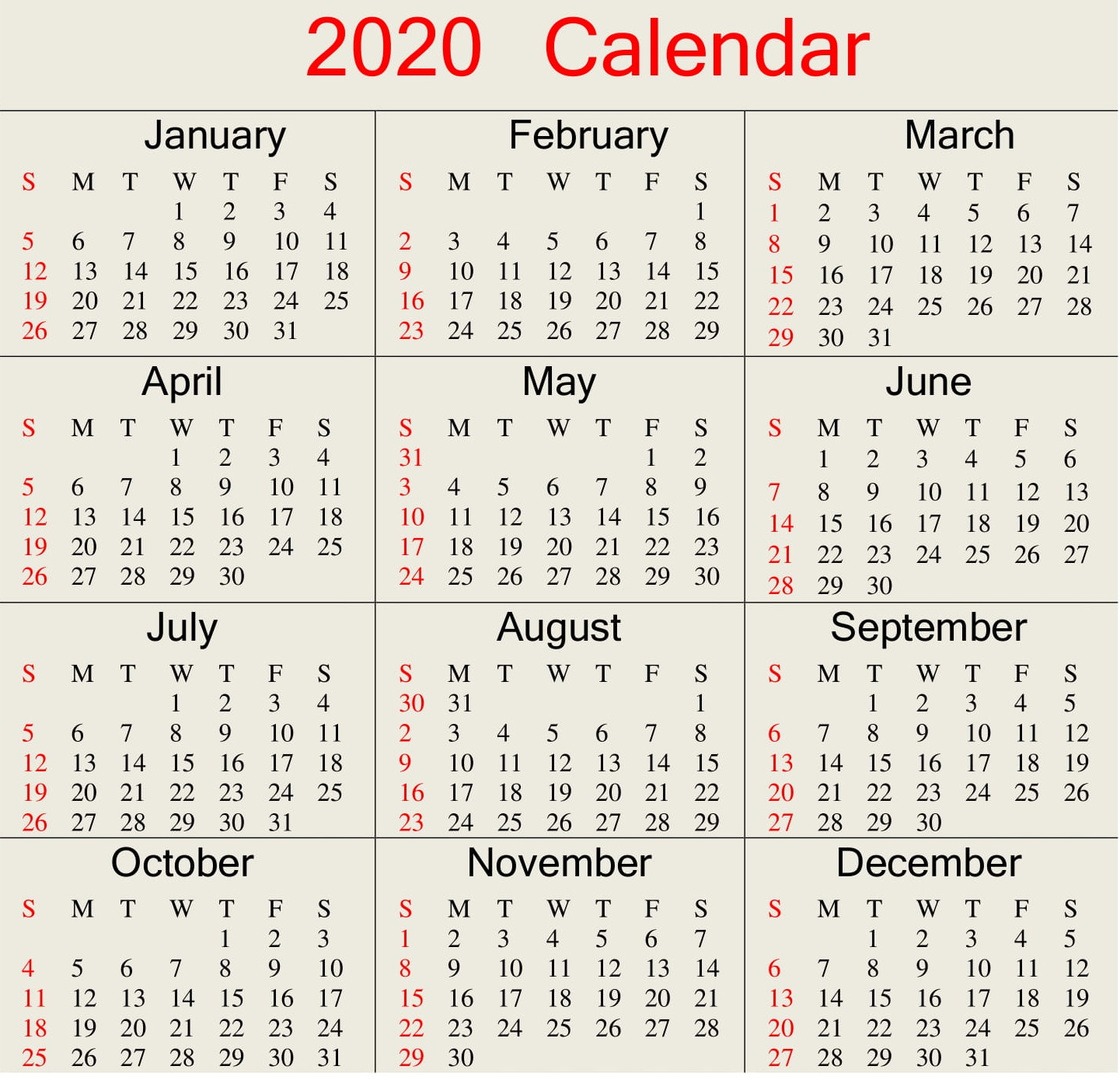 Julian Calendar 2020 Excel | Free Printable Calendar