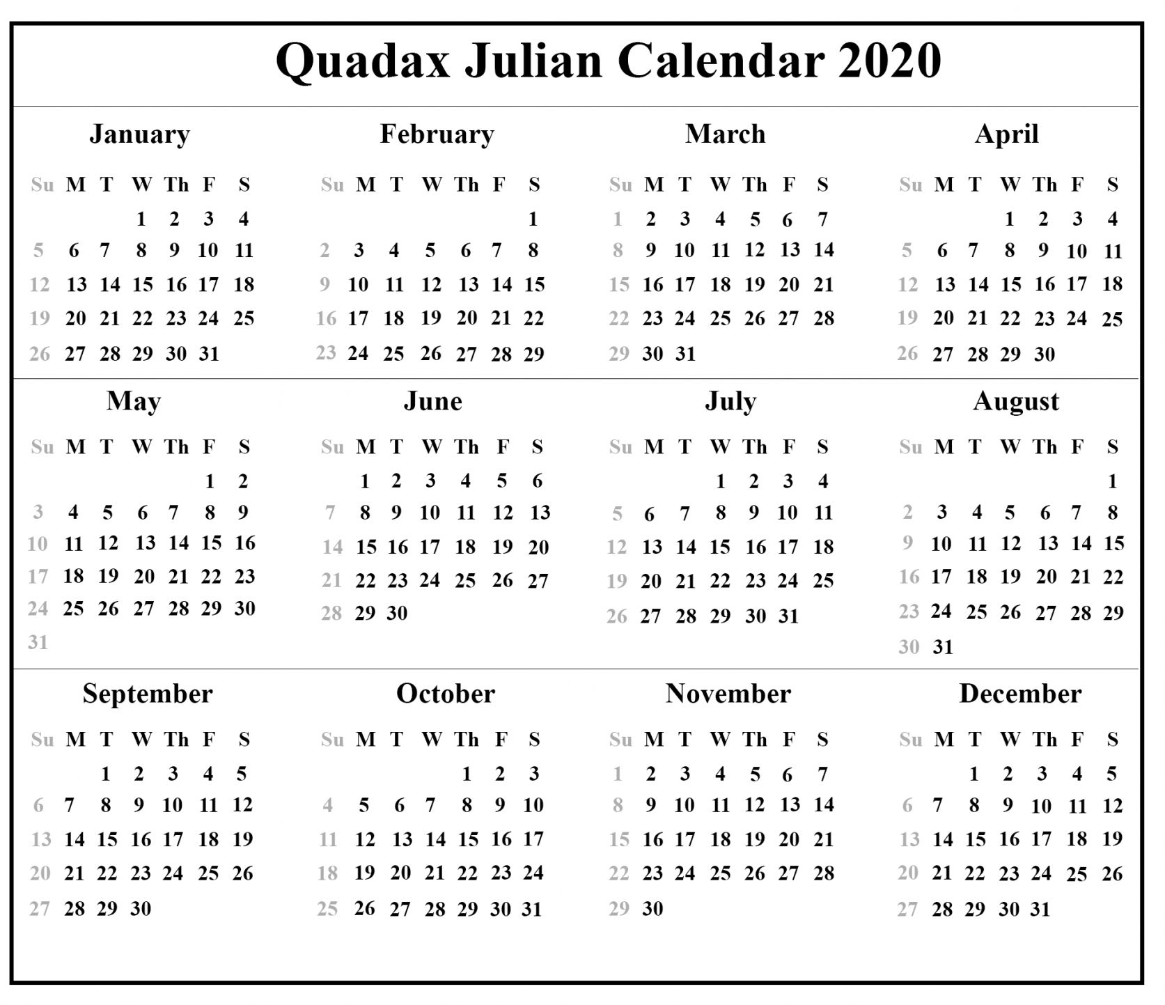 Julian Day - Free Download Printable Calendar Templates